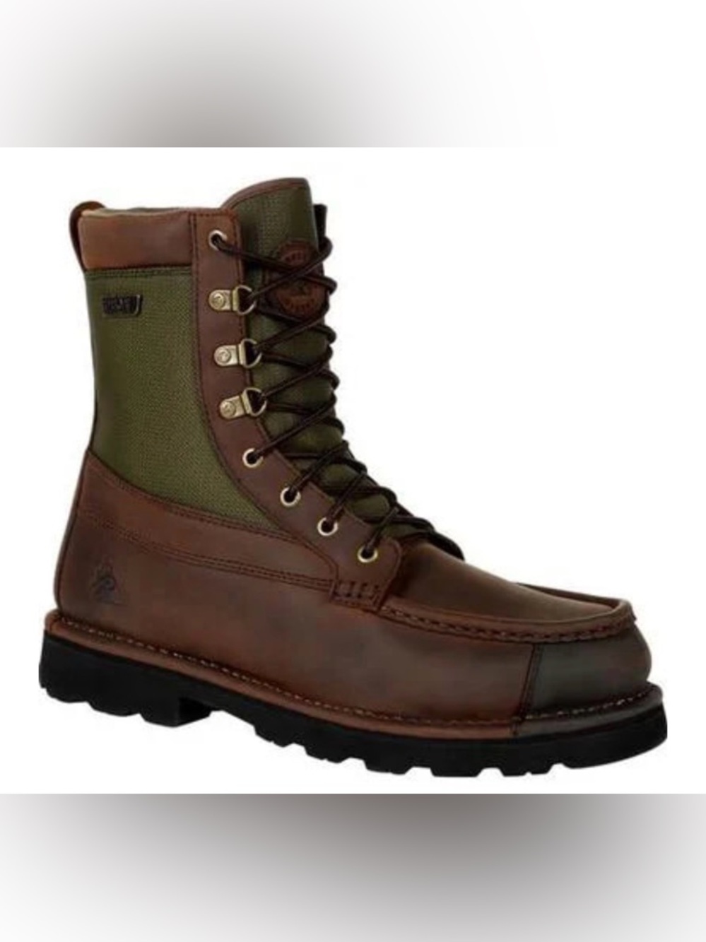 Men's Brown Leather and Olive Lace-Up Work Boots